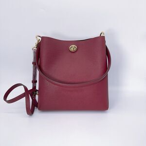 Coach 55200 Pebble Leather Charlie Bucket Bag Gold Deep Red Wine Crossbody NWT